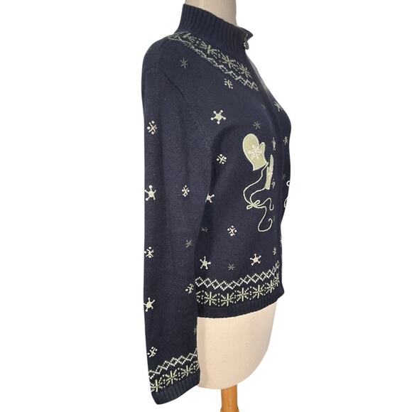 Vintage Christopher & Banks Hand Embroidered Small Jacket Ice Skates & Mittens - Picture 5 of 11